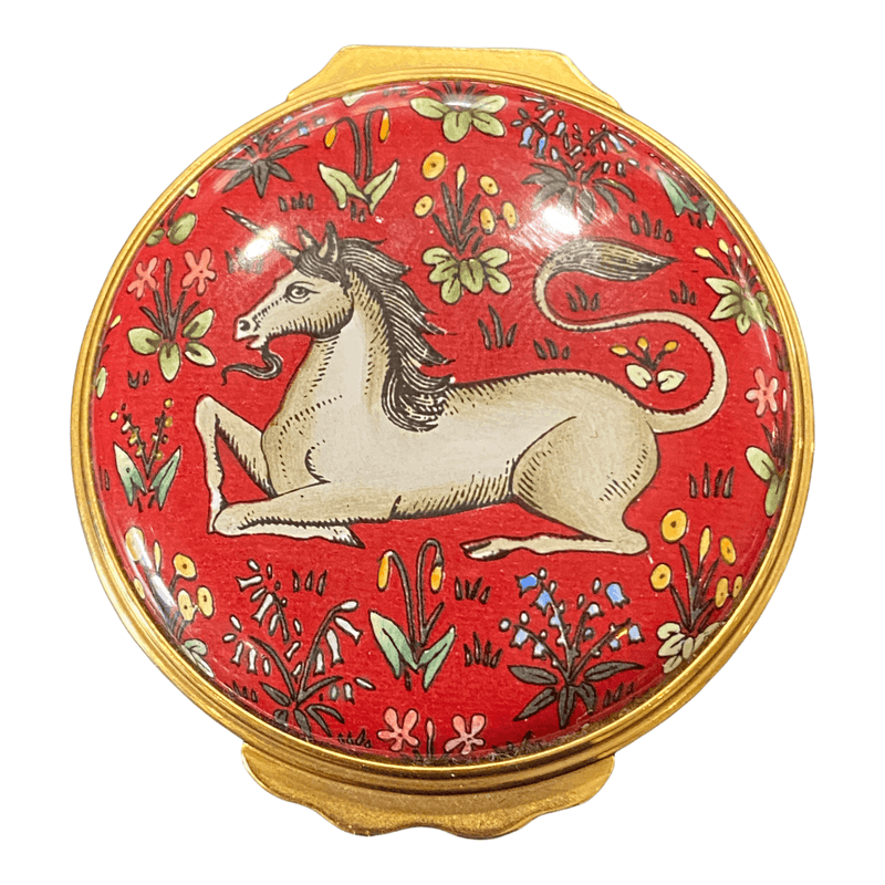 Halcyon Days Shakespeare Tempest "Now I Will Believe That There Are Unicorns" Round Enamel Box - Ava & Iva