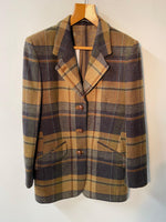 Daks Jacket Check Wool and Mohair Mix with Leather Covered Buttons UK Size 12 - Ava & Iva
