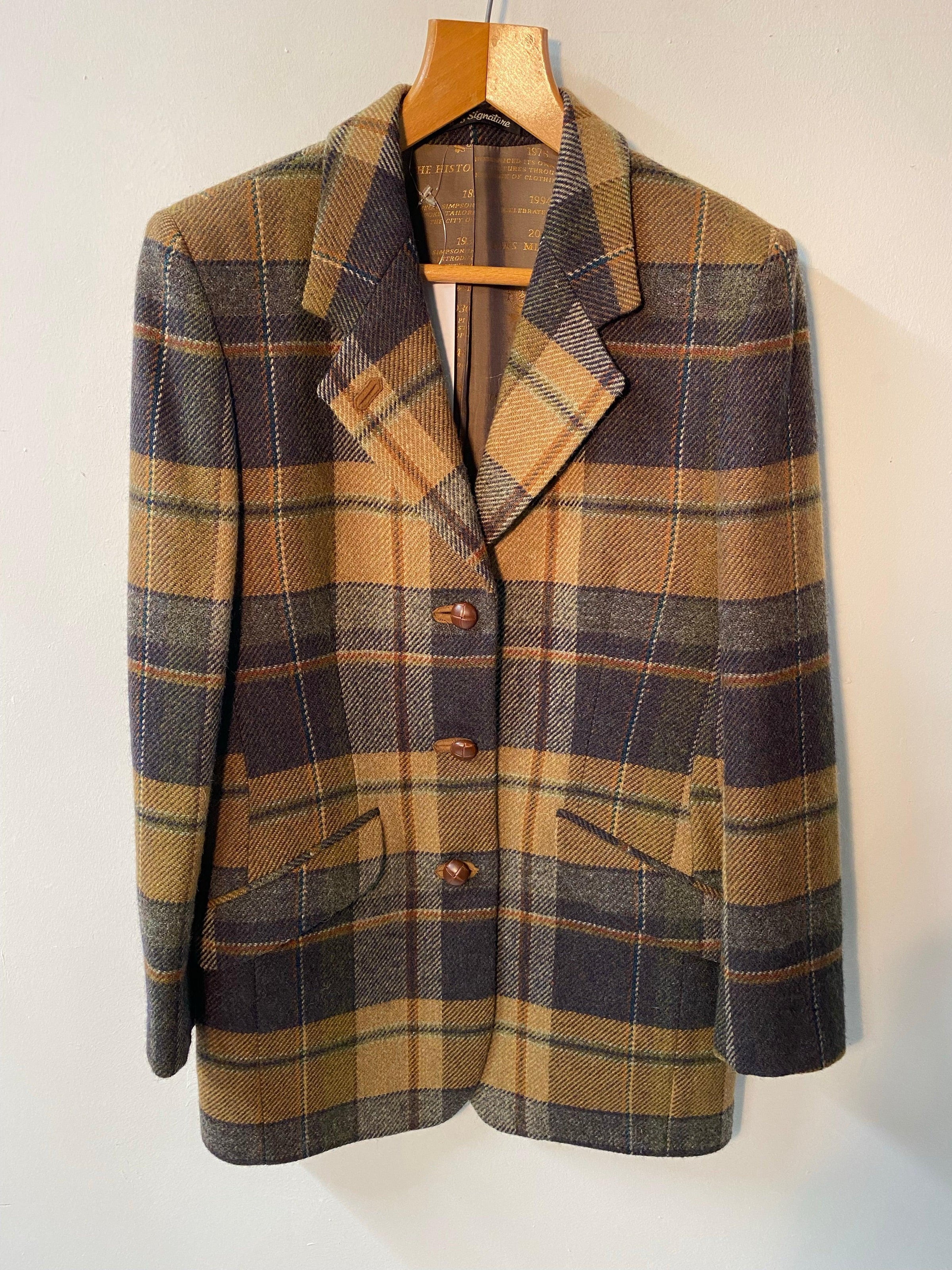 Daks Jacket Check Wool and Mohair Mix with Leather Covered Buttons UK – Ava   Iva