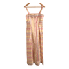 Paule Vasseur Paris Vintage 100% Silk Sleeveless Shift Summer Maxi Dress Pink Yellow Multi Striped UK Size 10-12 - Ava & Iva
