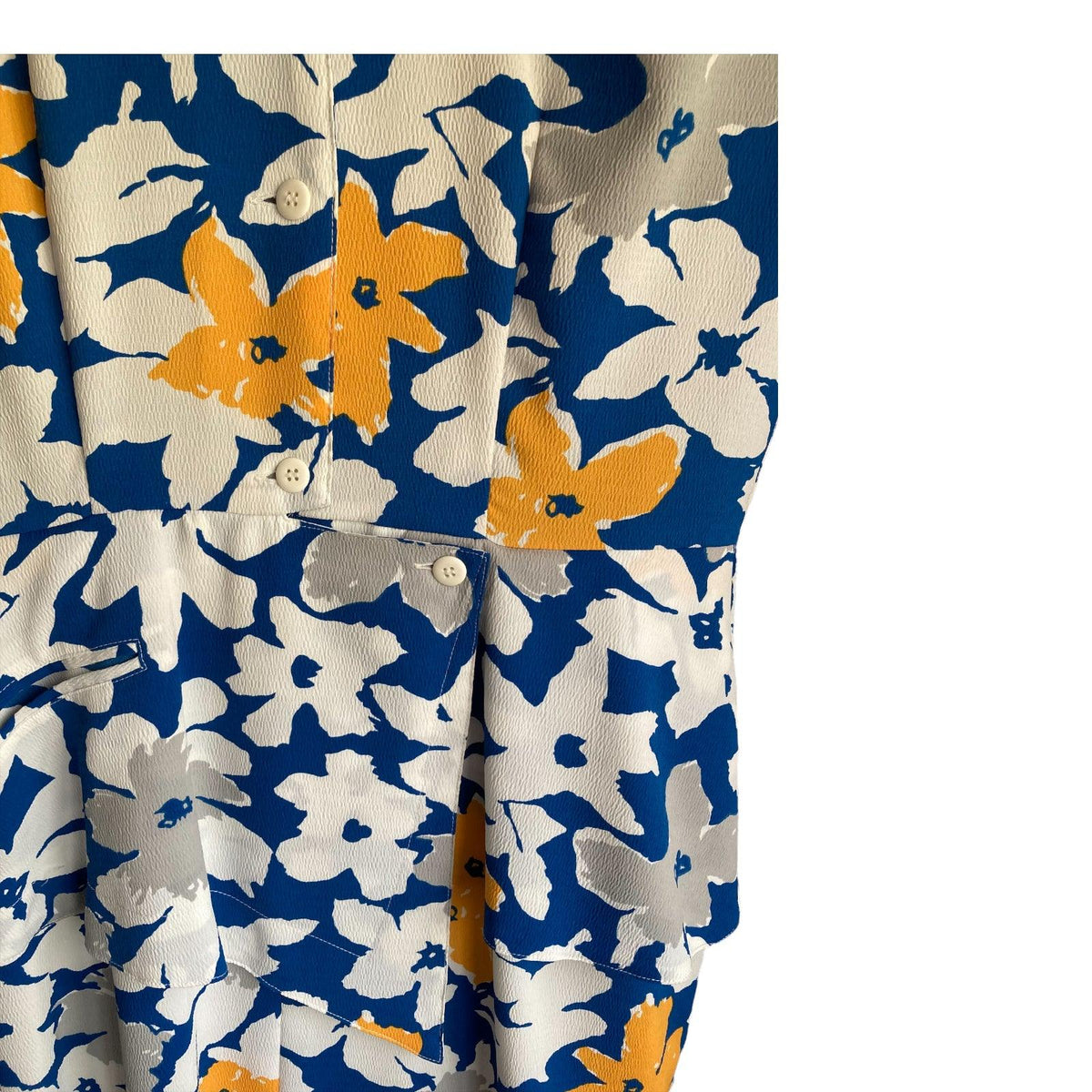 Puccini Blue And White Floral Dress Short Sleeved Dress UK Size 14 - Ava & Iva