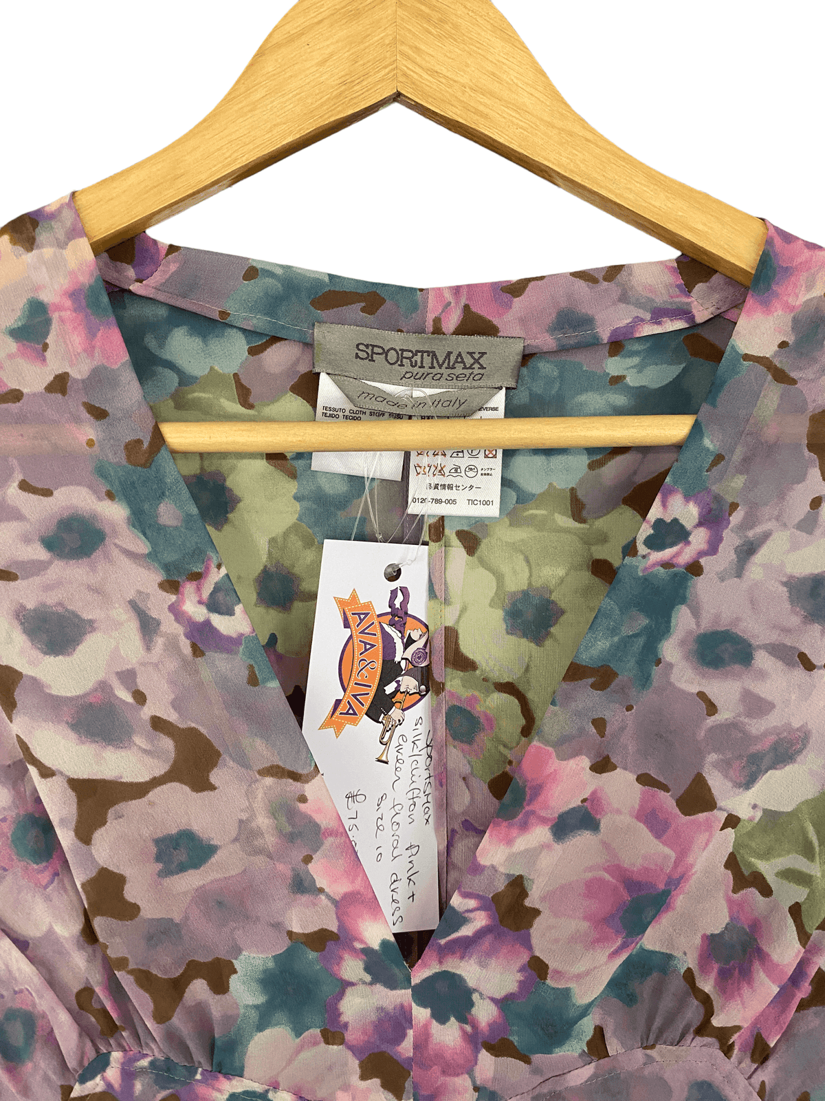 Sportmax 100% Silk Sleeveless Dress Pink Floral with Slip UK Size 10 - Ava & Iva