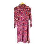 Vintage Burgundy Floral Long Sleeved Dress UK Size 12 - Ava & Iva