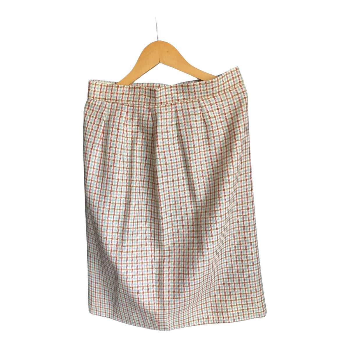 Aquascutum Wool Mix Cream Multi-Coloured Checked Skirt Suit UK Size 10 - Ava & Iva