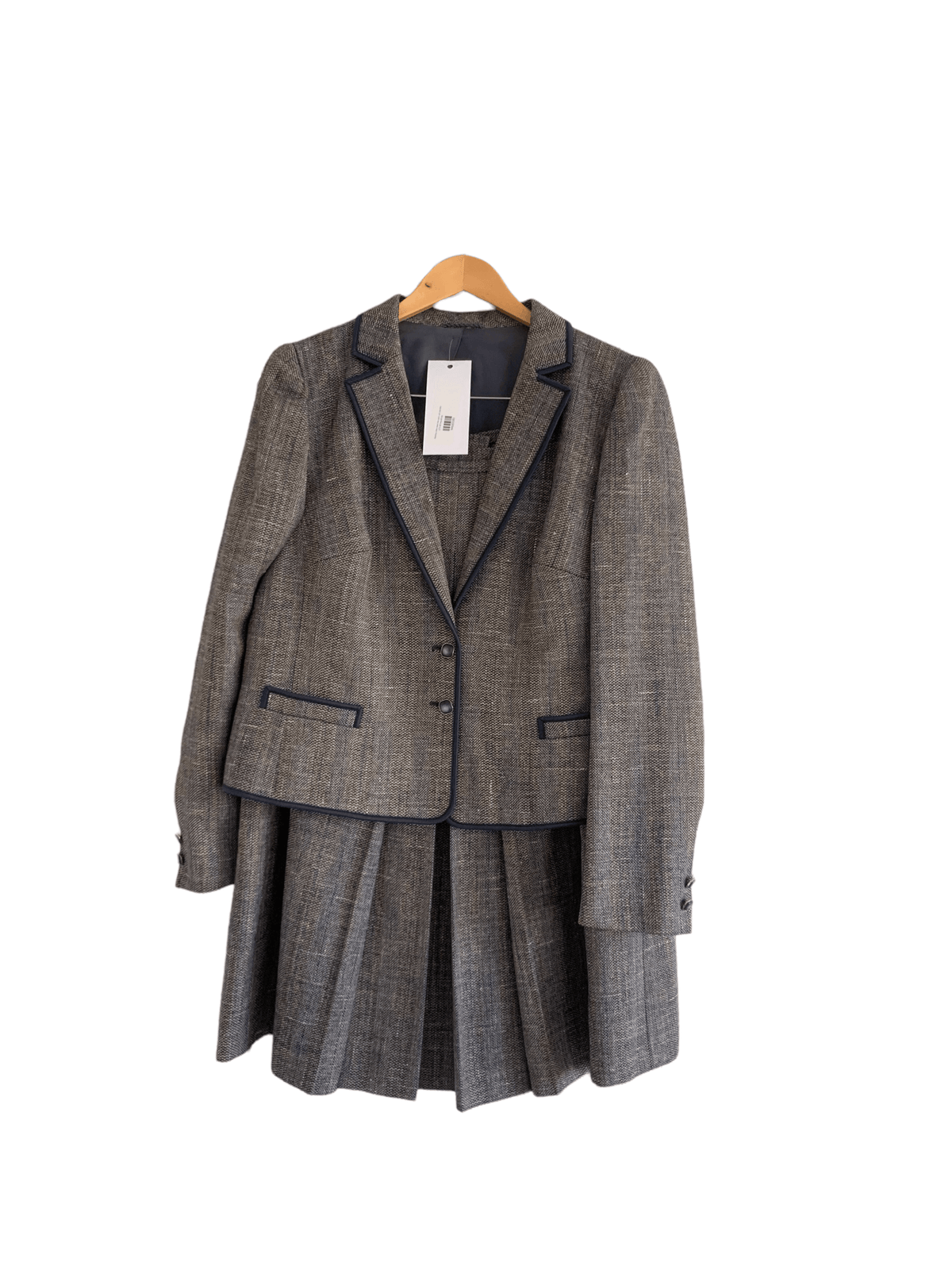 Linen/Wool Mix Skirt Suit Grey Size UK Medium/Large - Ava & Iva