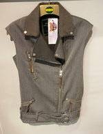 All Saints Gilet Waistcoat Brown Fleck Pockets & Zip Detail UK Size 8 - Ava & Iva