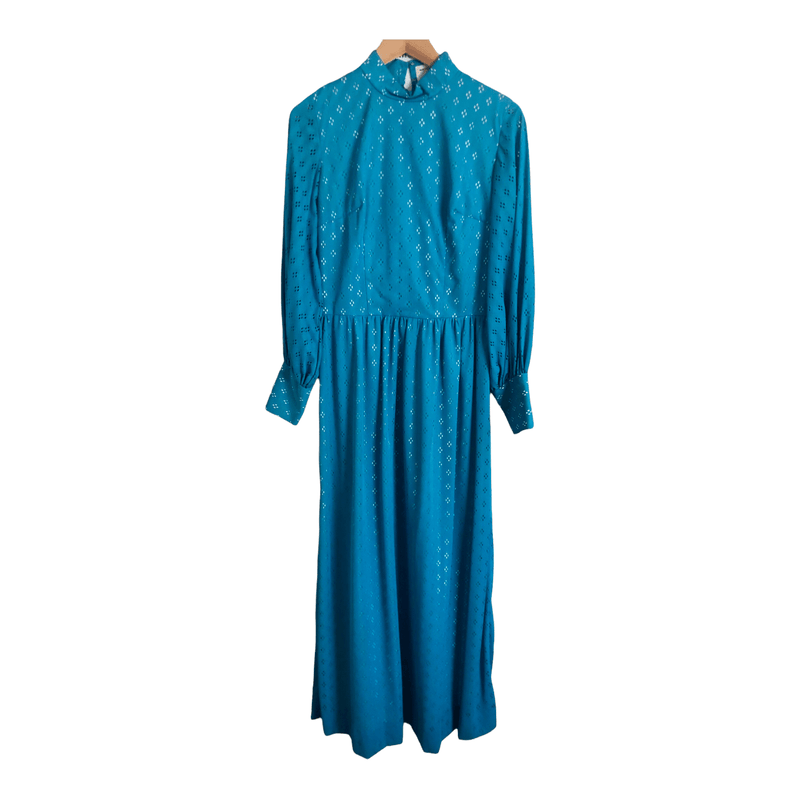 Vintage Janmoyr Est. Viscose Long Sleeve Maxi Dress Light Blue Cut Out UK Size 8-10 - Ava & Iva