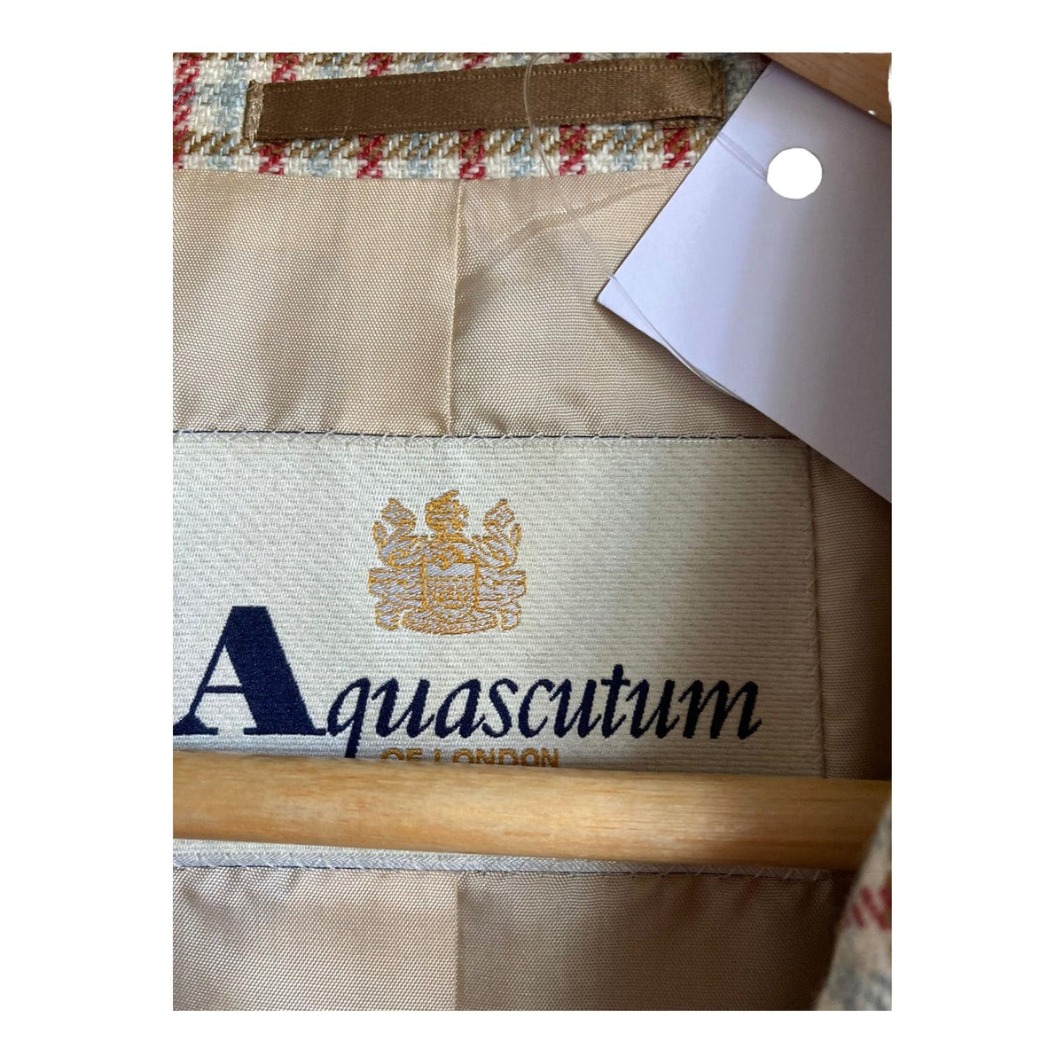 Aquascutum Wool Mix Cream Multi-Coloured Checked Skirt Suit UK Size 10 - Ava & Iva