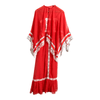 Unbranded Vintage 70s Cotton Sleeveless Festival Maxi Dress Orange White w/ Cape S UK Size 6-8 - Ava & Iva