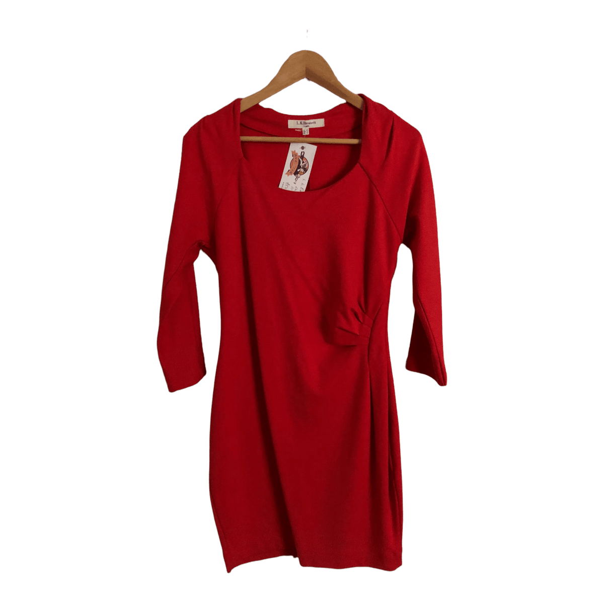 L.K.Bennett Dr Nicole Stretch Viscose 3/4 Sleeve Bodycon Dress Poppy Red UK Size 10-14 - Ava & Iva