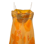 David Meister Strapless Full Length Silk Dress Orange Floral Print. Size 8 - Ava & Iva