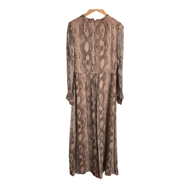 Clive Byrne Vintage Long Sleeve Maxi Dress Brown Snake Print UK Size 12 - Ava & Iva
