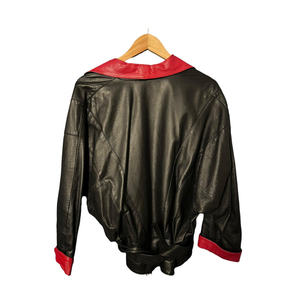 Cordoban Leather Black & Red Long Sleeved Jacket UK Size 12 - Ava & Iva