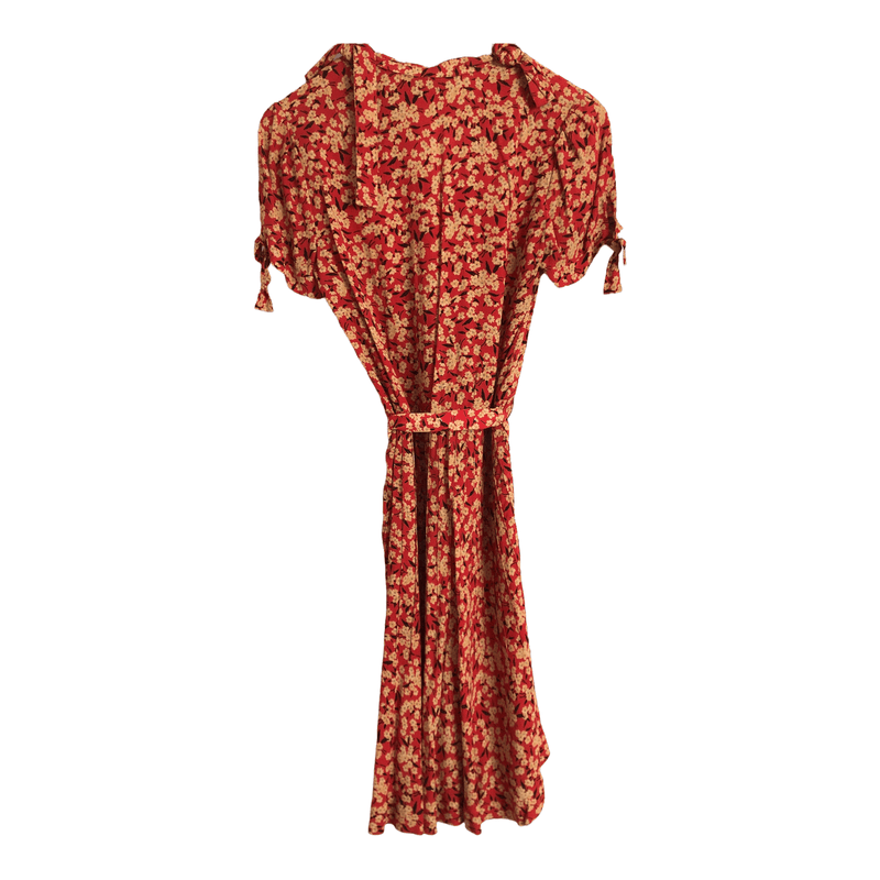 Ralph Lauren Short Sleeved Belted Tea Dress Red / Multi Floral Print UK Size 6 - Ava & Iva