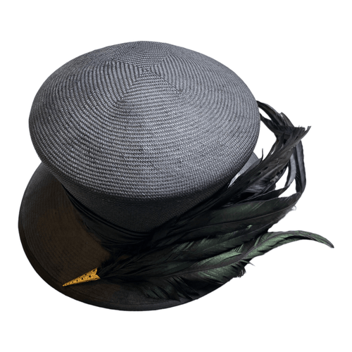 Peter Bettley Back Hat with Black Feathers - Ava & Iva