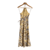 Coast 100% Polyester Sleeveless Halterneck Lemon & Grey Floral Print Dress BNWT UK Size 8 - Ava & Iva