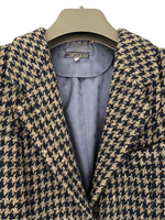 Jeff Banks 1970's Vintage Tweed Jacket Navy Blue and Brown UK Size 6/8 - Ava & Iva