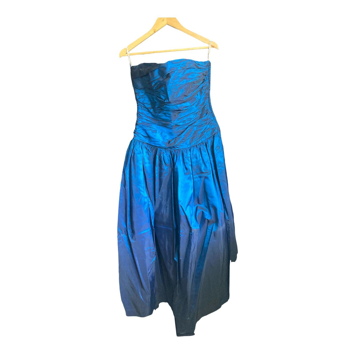 Carla Zampatti Strapless Blue Iridescent Gown UK Size 12 - Ava & Iva
