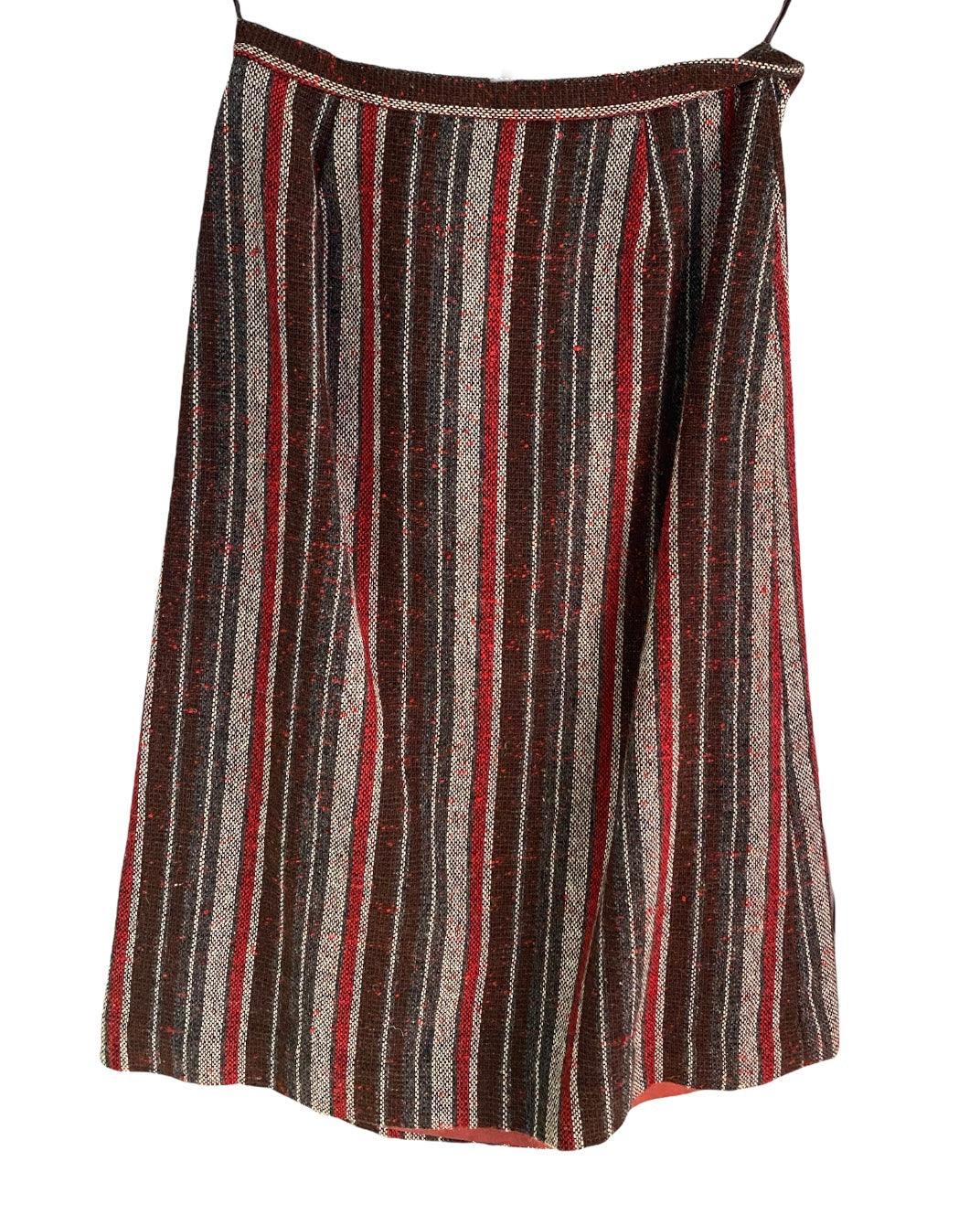 Laure Vintage Wool Skirt Suit Red and Grey Striped.  UK Size 12 - Ava & Iva