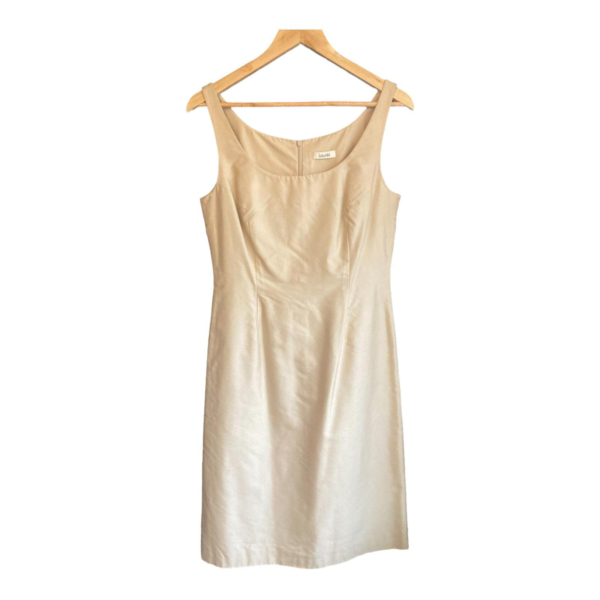 Laurel Silk Blend Pale Gold Sleeveless Shift Dress Size 36 UK Size 8 - Ava & Iva