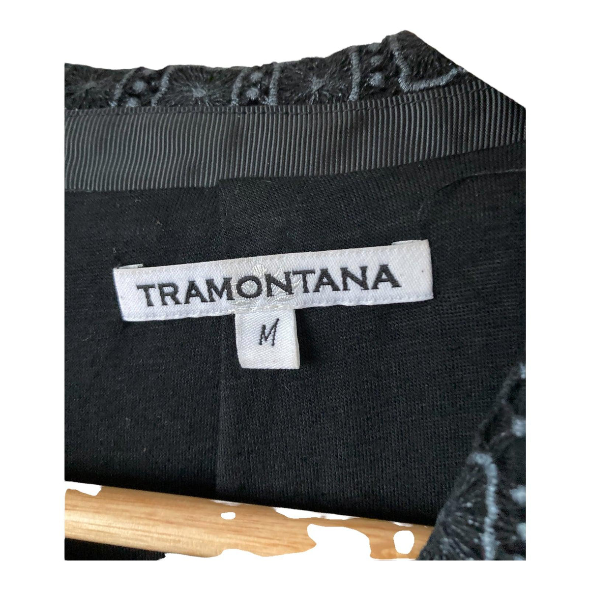 Tramontana Cotton Black With Grey Pattern Biker Style Jacket UK Size Medium - Ava & Iva