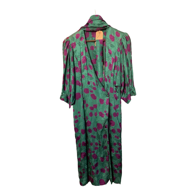La Gatta Green and Purple Patterned 3/4 Sleeved Dress UK Size 12/14 - Ava & Iva