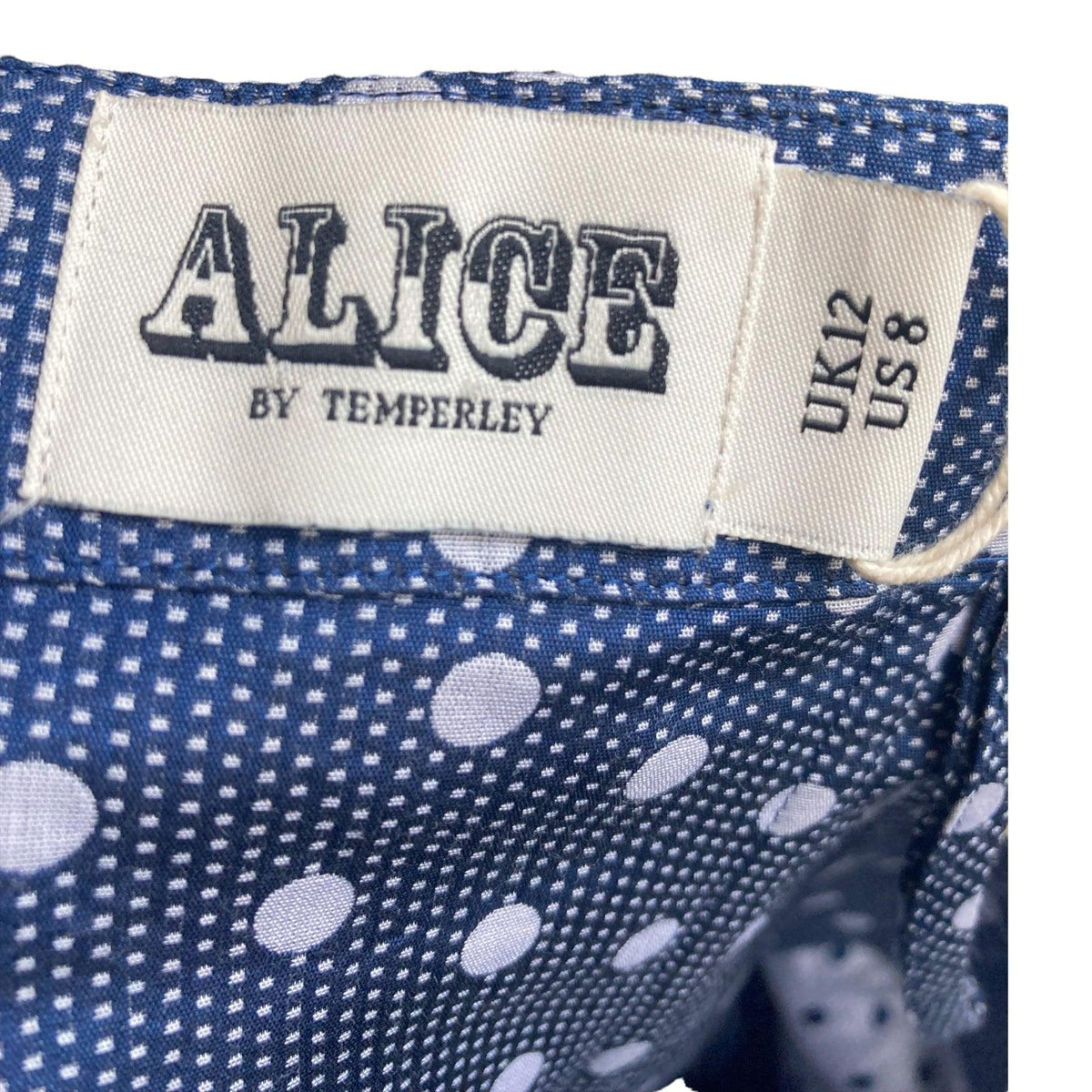 Alice by Temperley Cotton Blue Polka Dot Strapless Dress UK Size 12 - Ava & Iva