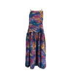 Trina Lewis & Marjon Couture Vintage Chiffon Sleeveless Strapless Bandeau Maxi Dress Pink Multi Floral Print UK Size 10-12 - Ava & Iva