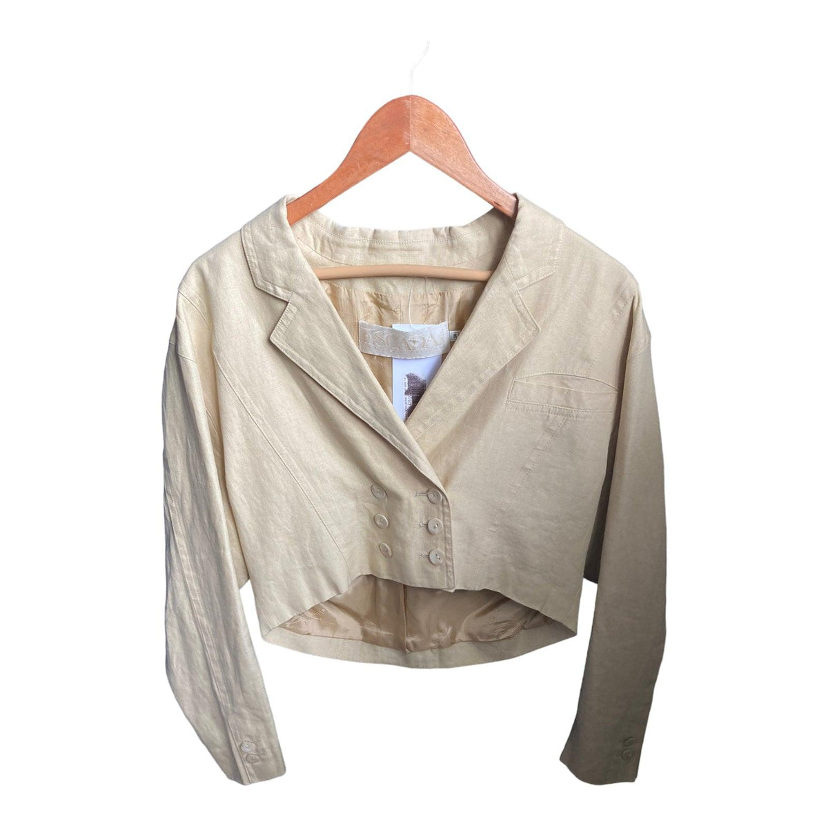 Escada Linen Pale Yellow Long Sleeved Jacket UK Size 8 - Ava & Iva