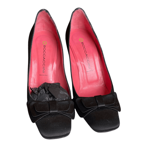 Boccaccini Black Satin High Hells Bow Detail Size 37 - Ava & Iva