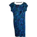 Vintage Blue Floral Capped Sleeved Long Line Dress UK Size 8 - Ava & Iva