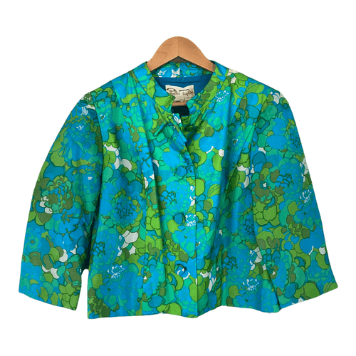 Phylis Taylor Vintage Jacket Green and Blue Floral UK Size 12 - Ava & Iva