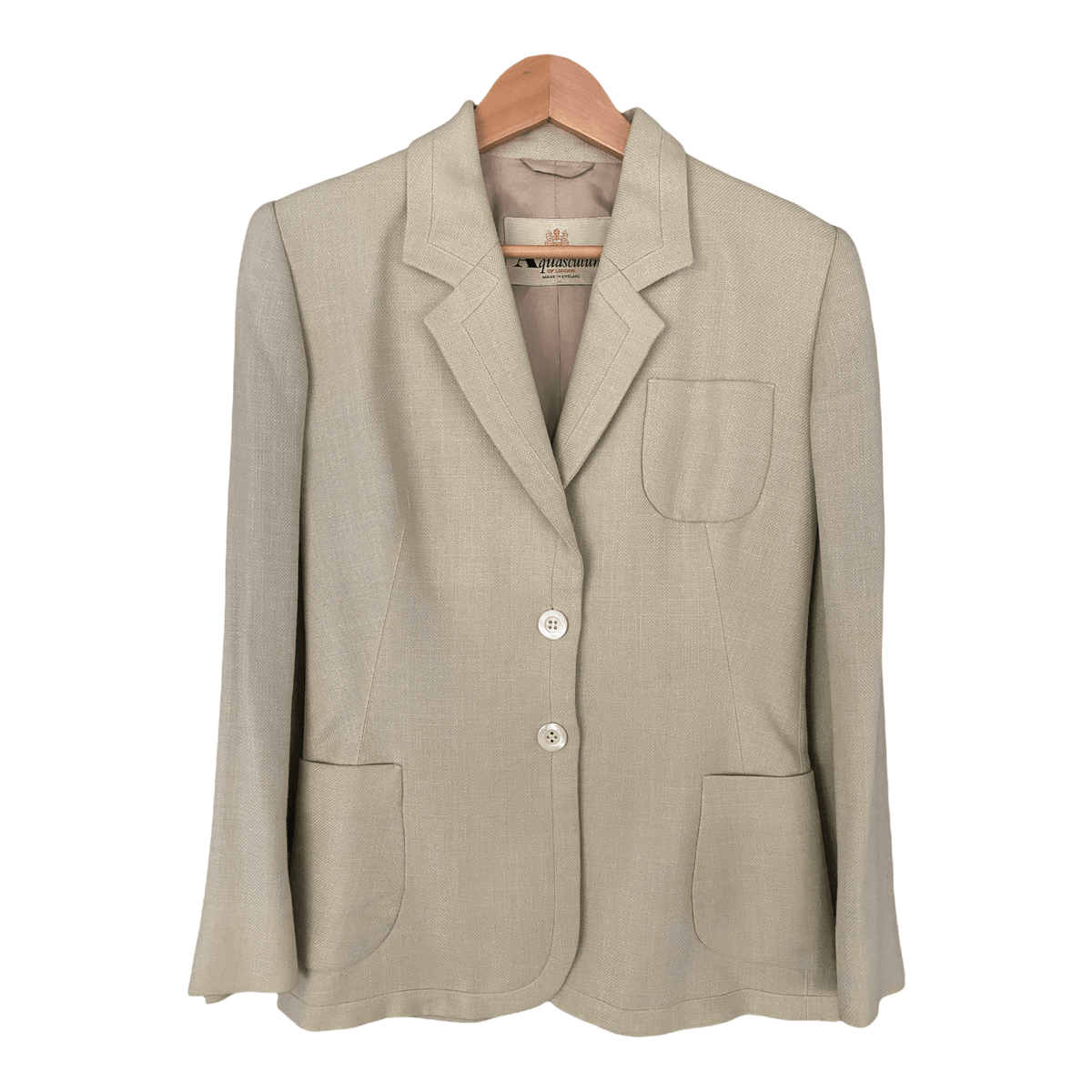 Aquascutum Wool and Silk Mix Jacket Light Green Single Breasted UK 10 Reg - Ava & Iva