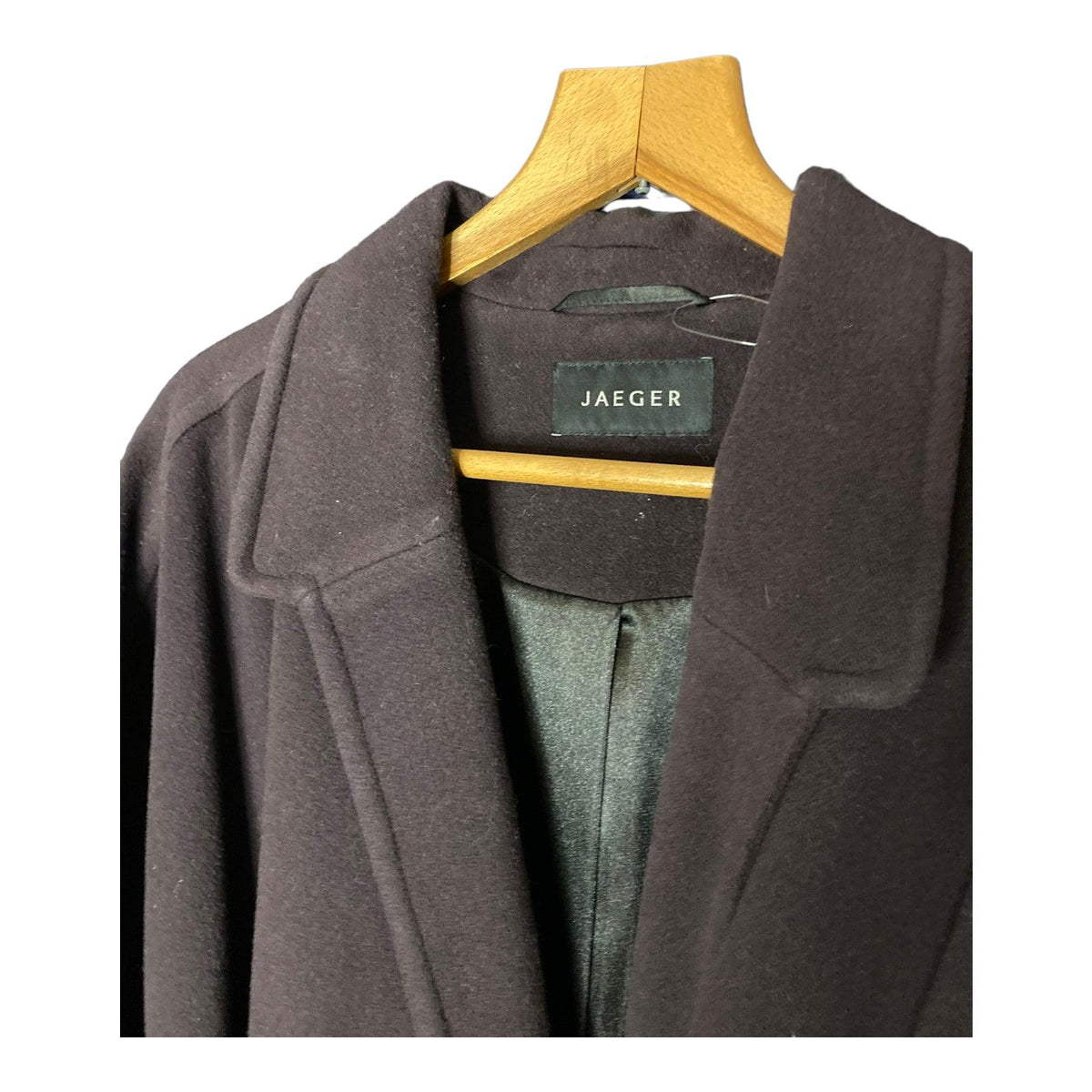 Jaeger Wool & Cashmere Blend Dark Brown Long Sleeved Coat UK Size XL - Ava & Iva