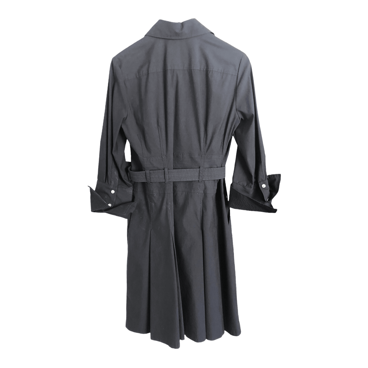 Karen Millen Vintage Cotton Blend 3/4 Sleeve Belted Shirt Dress Navy Blue UK Size 10-12 - Ava & Iva