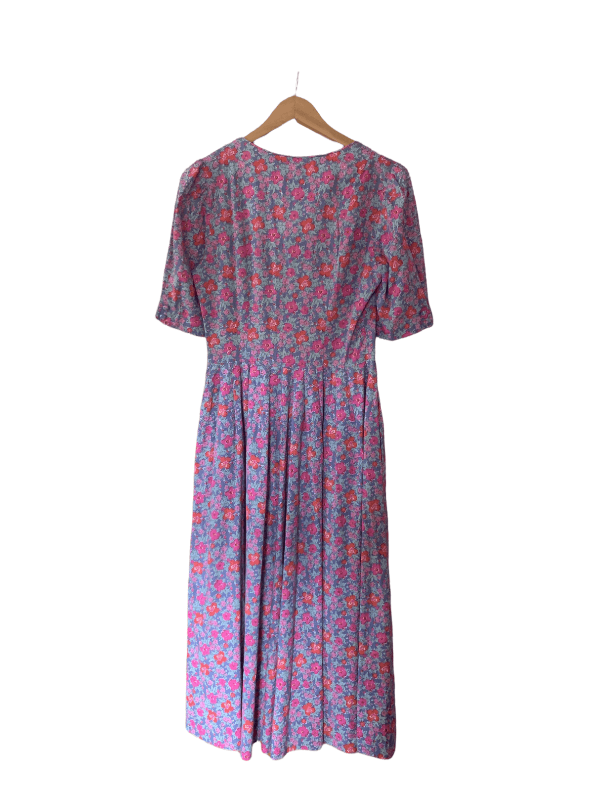 Laura Ashley Cotton Floral Dress Blue UK Size 12 - Ava & Iva