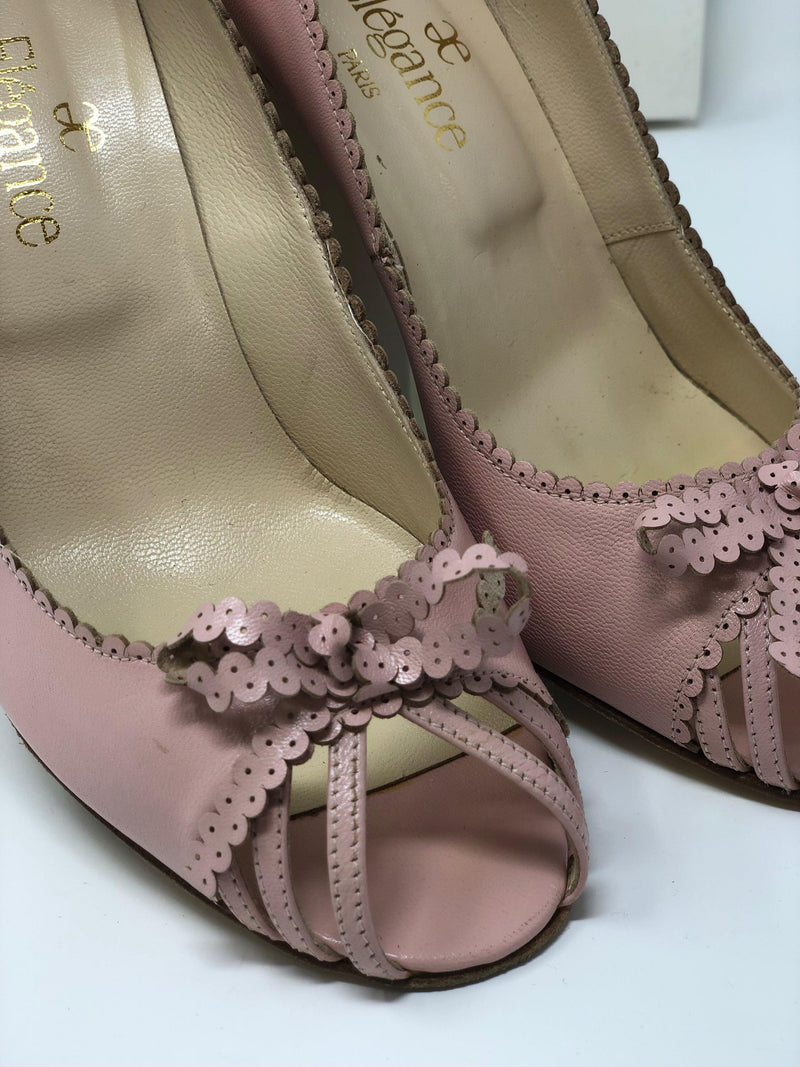 Elegance Paris Peep Toe Heels Leather Pink Size 36 (UK3.5) - Ava & Iva