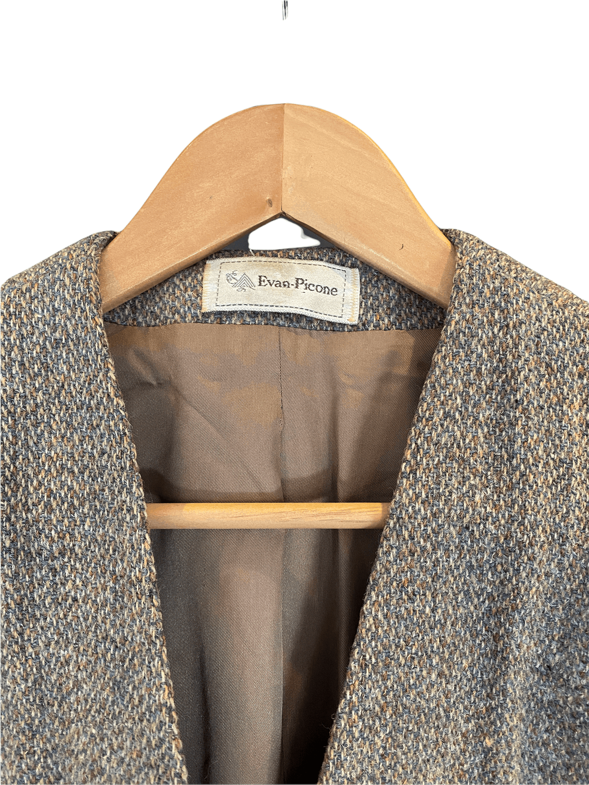 Evan Picone Vintage 100% Wool Tweed Single Breasted Jacket Brown UK Size 10 - Ava & Iva