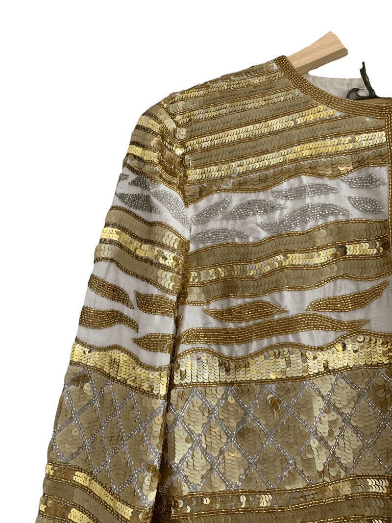 Leslie Fay Embellished Jacket Gold UK Size 12 - Ava & Iva