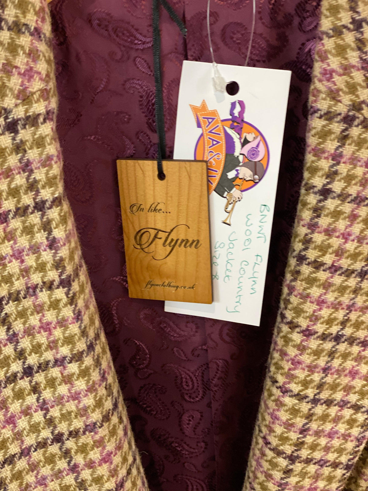 Flynn Eve Jacket Wool Plum & Olive Check UK size 8 (36) RRP £398 BNWT - Ava & Iva