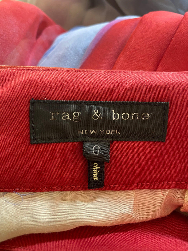 Rag & Bone Silk Multicolour Pleated Skirt with Leather Waistband UK Size 10/12 - Ava & Iva