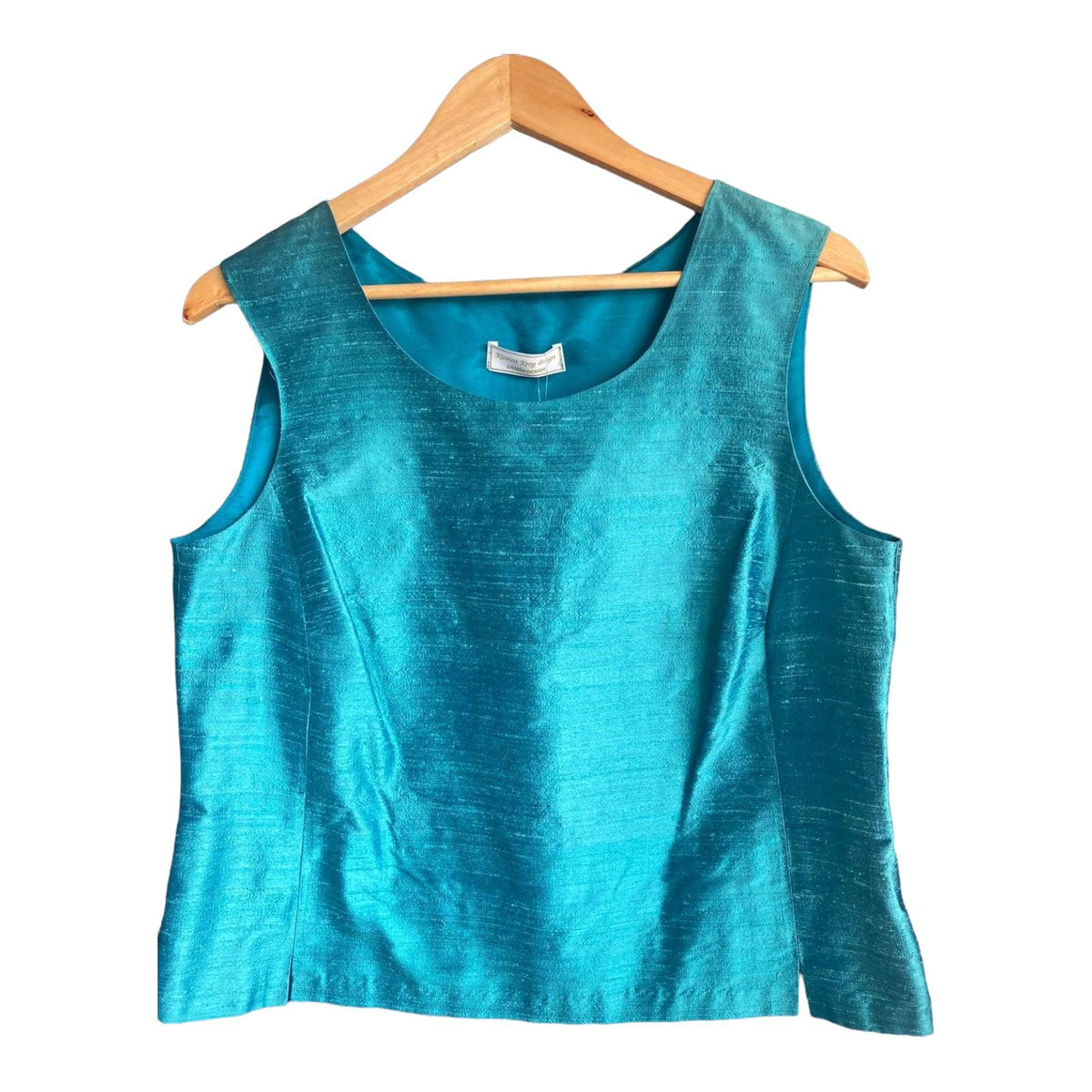 Kirsten Krog Silk Aqua Two Piece Skirt and Sleeveless Top UK Size 14 - Ava & Iva