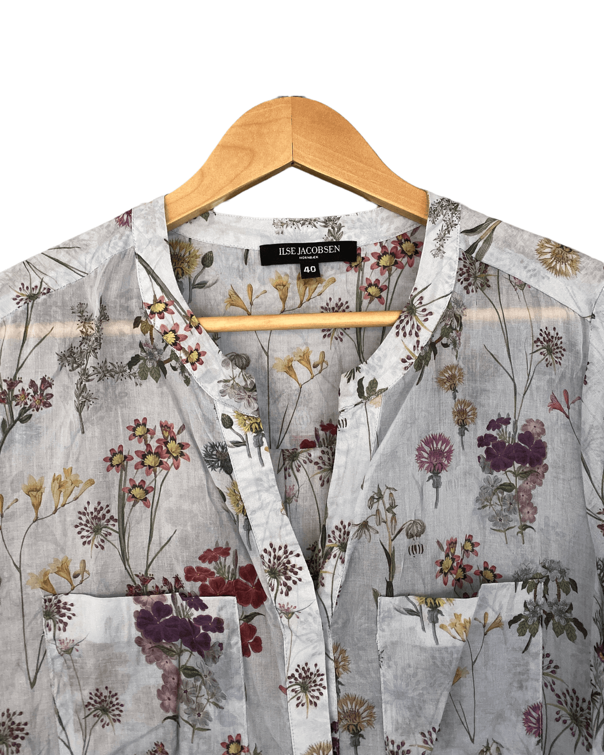 Isle Jacobsen Sheer Cotton Dress Grey with Floral Print Size 40 (UK14) - Ava & Iva