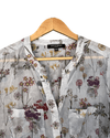 Isle Jacobsen Sheer Cotton Dress Grey with Floral Print Size 40 (UK14) - Ava & Iva