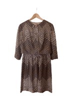 Fernande Simone Jacket and Dress Two-Piece Brown with Pattern UK Size 12 - Ava & Iva