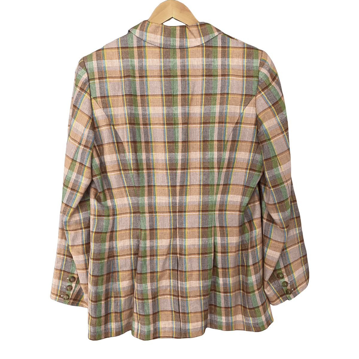 The Barn 100% Linen Jacket Pink and Green Check UK Size 44 (UK Size16/18 - Ava & Iva