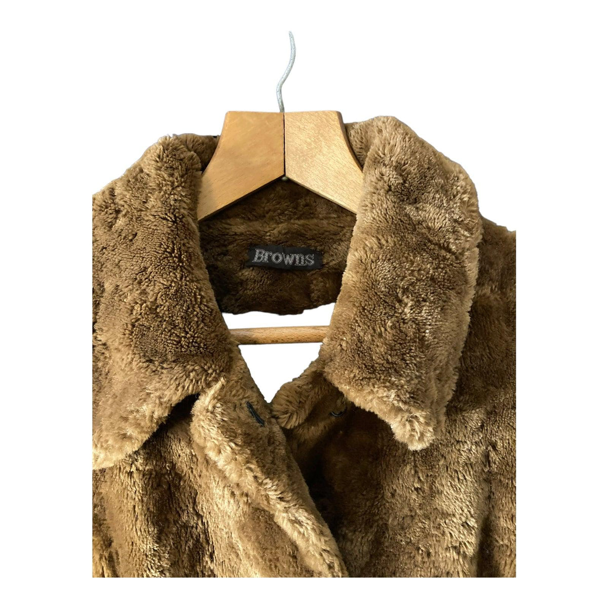 Browns Faux Fur Caramel Long Sleeved Coat UK Size 16 - Ava & Iva