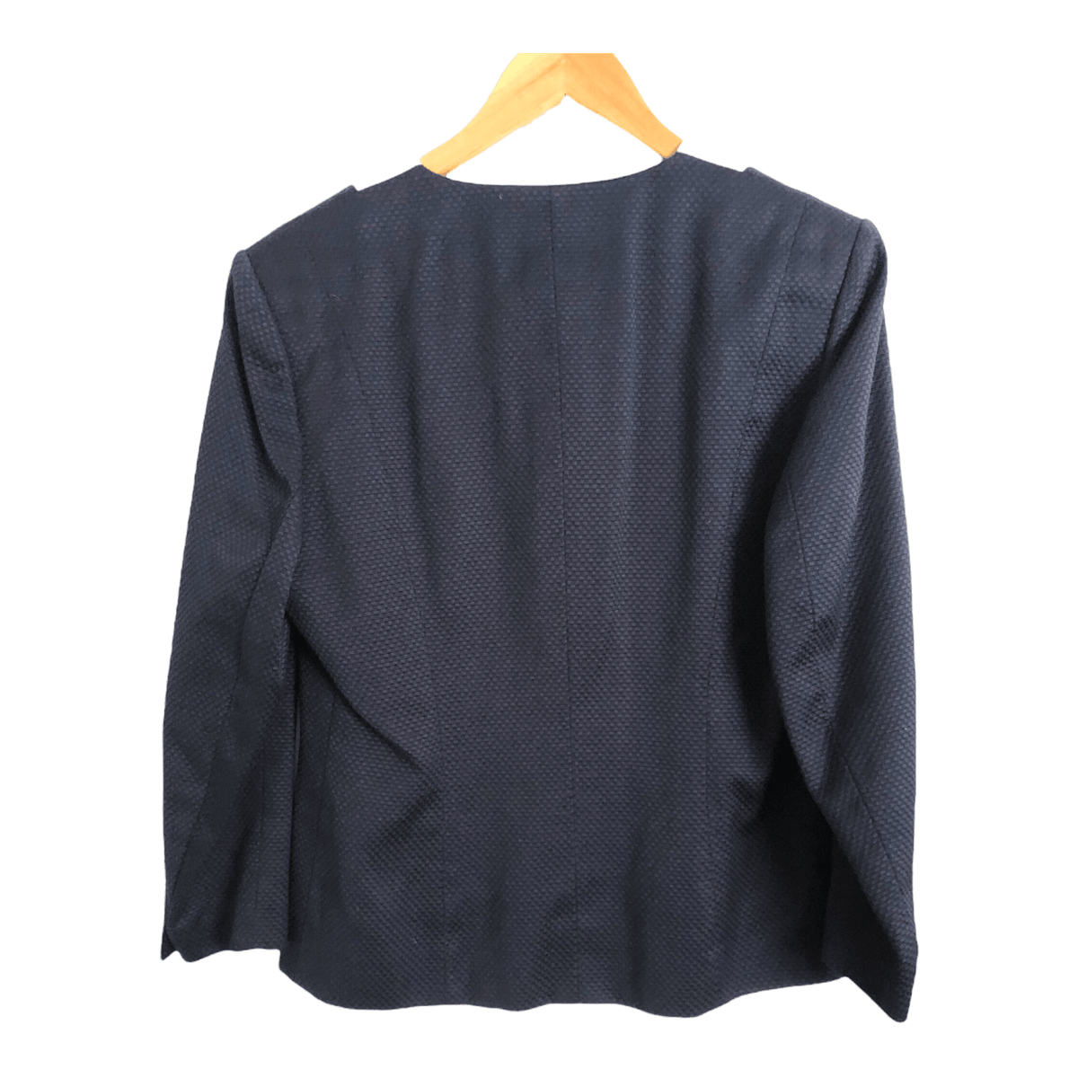 Guy Laroche Boutique Vintage 100% Cotton 7/8 Sleeve Day Evening Jacket Navy Blue White UK Size 14 - Ava & Iva