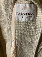Cojana Wool Blend Cream dog tooth patterned 3/4 Bat Winged Sleeved Coat UK Size 14 - Ava & Iva