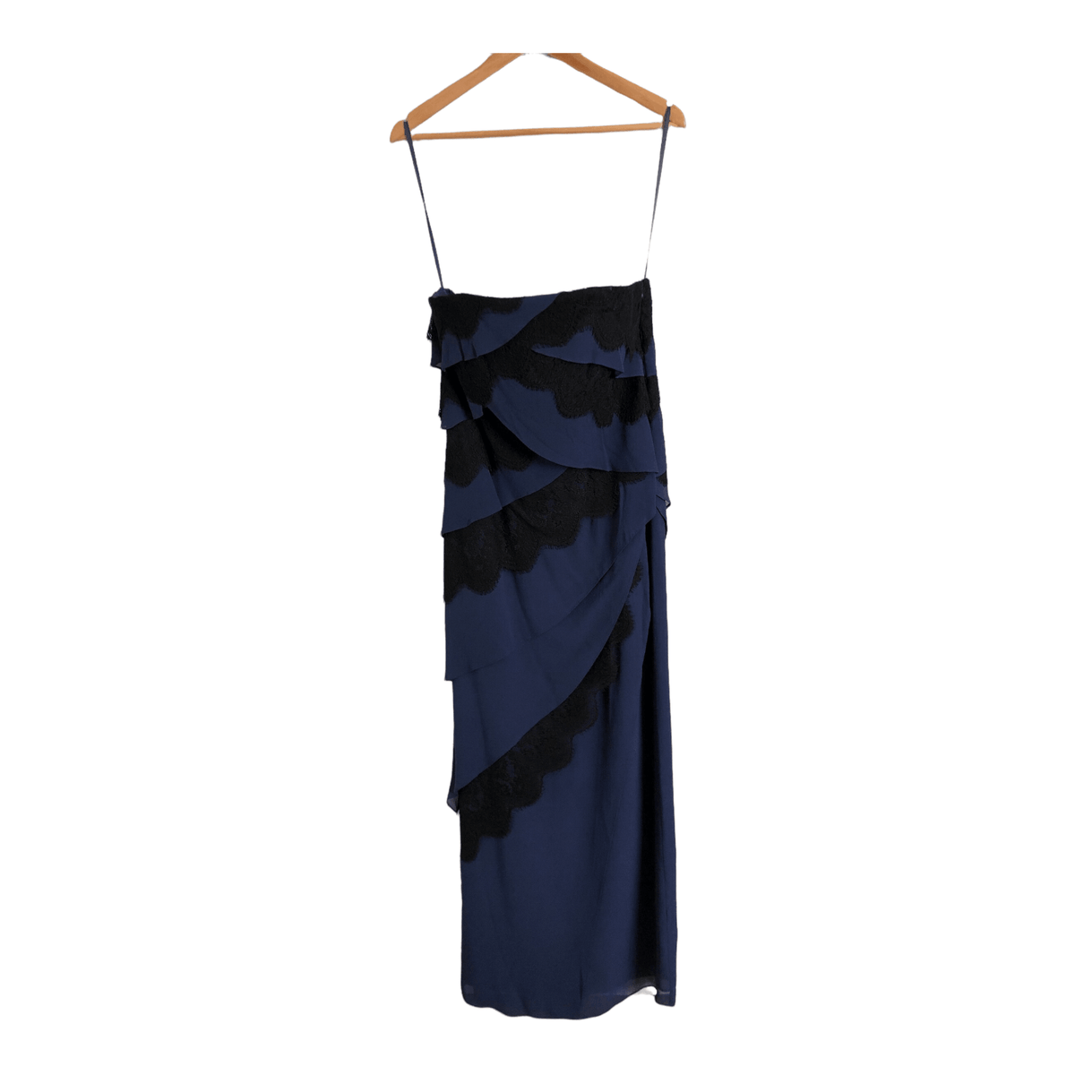 Coast Isabella 100% Silk Lace Strapless Maxi Dress Evening Gown Navy Blue Black BNWT UK Size 12 - Ava & Iva
